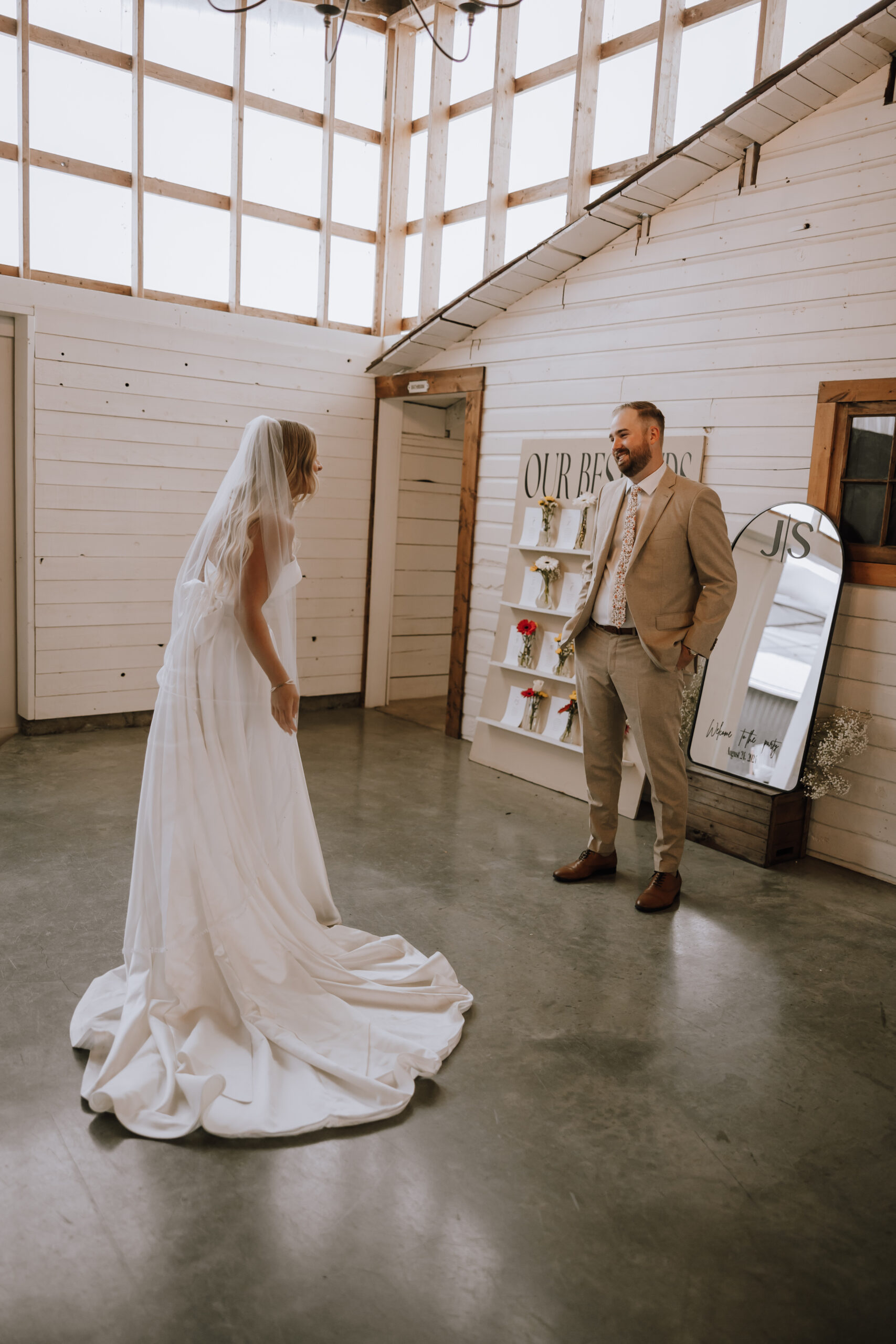 Bride and groom first look